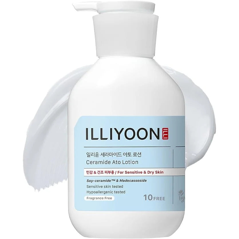 Illiyoon Ceramide Ato Lotion is a deeply moisturizing, hypoallergenic lotion designed for sensitive and dry skin.