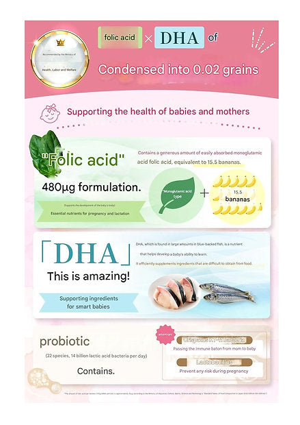 Folic Acid Supplement, Pregnancy, DHA, Lactic Acid Bacteria, 22 Types,