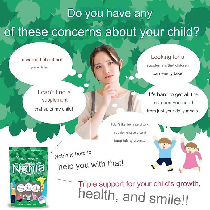Nobia Zinc, Iron, Calcium, Folic acid for Children 30 days Japan