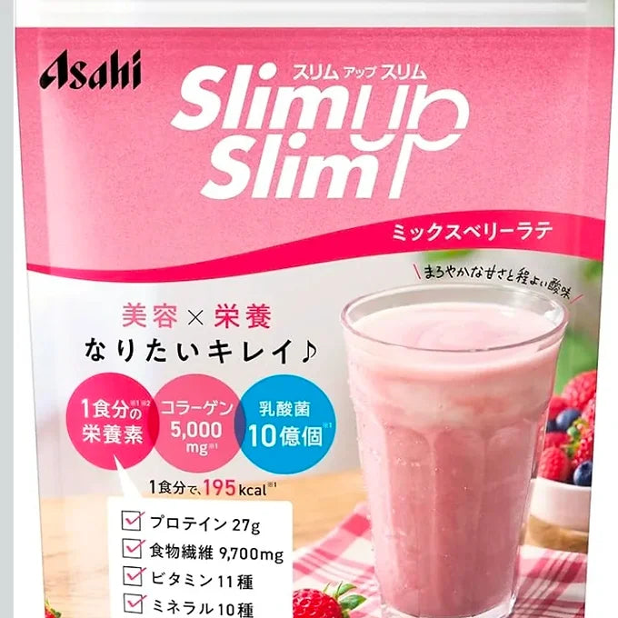 Asahi Slim Up Protein Shake Mix berry Latte with Collagen, 360 g
