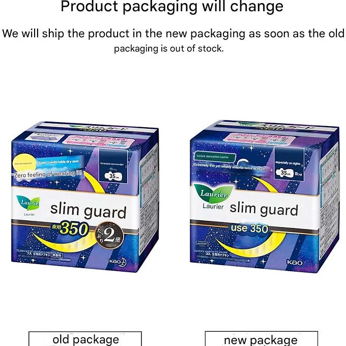 Laurier Slim Guard Night 35 cm – 2 Packs (13 Pads × 2 = 26 Pads)