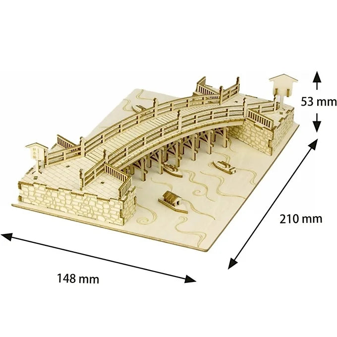 ki-gu-mi Nihonbashi Wooden 3D Puzzle – DIY Craft Kit for Kids and Adults