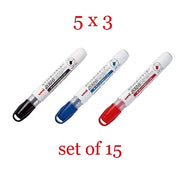 Uni Whiteboard Marker Set – 15 Pieces (5 Each: Black, Blue, Red)