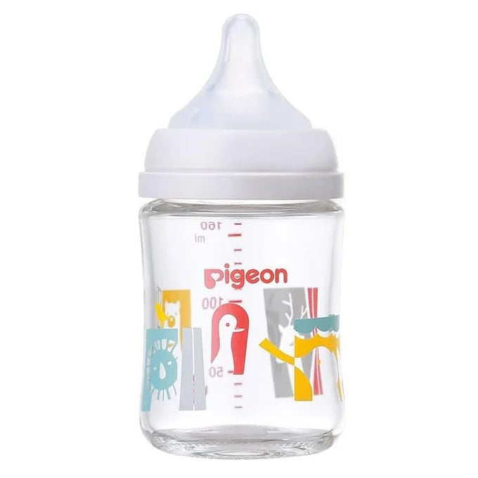 Pigeon Breastfeeding Bottle - Heat-Resistant Glass | Zoo Design (White)