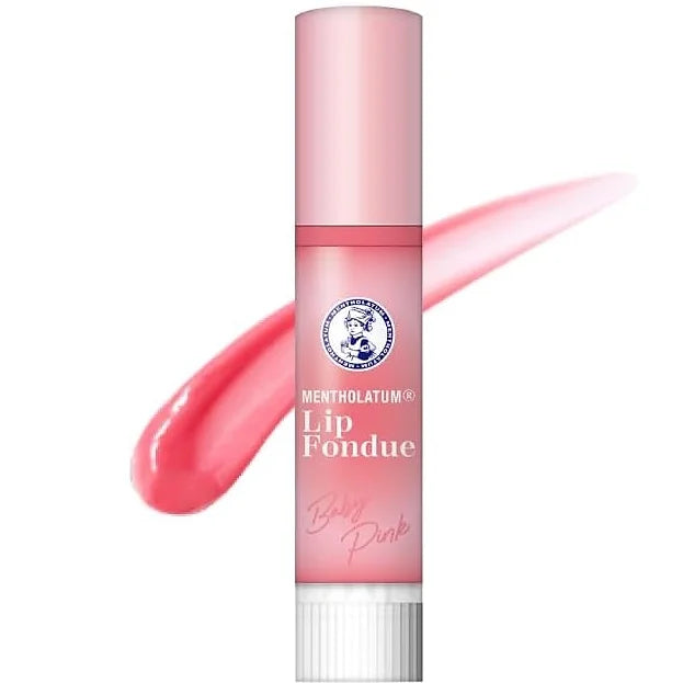 Mentholatum Lip Fondue Baby Pink is a glossy lip balm with a smooth, melting texture that glides effortlessly onto the lips. It forms a shiny, moisturizing film that keeps lips soft, comfortable, and hydrated throughout the day.