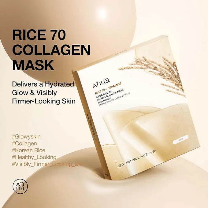 ANUA Rice 70 Grow Collagen Face Pack (4 Sheets)