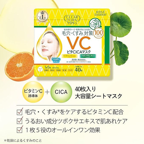 KOSE Clear Turn Vita Mask - Universal Skin Care Solution 40 sheets