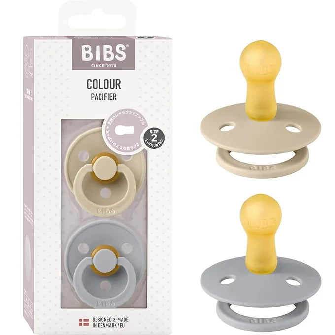 BIBS Natural Rubber Pacifier – Vanilla/Cloud | Set of 2 | COLOUR Size 1 & Size 2