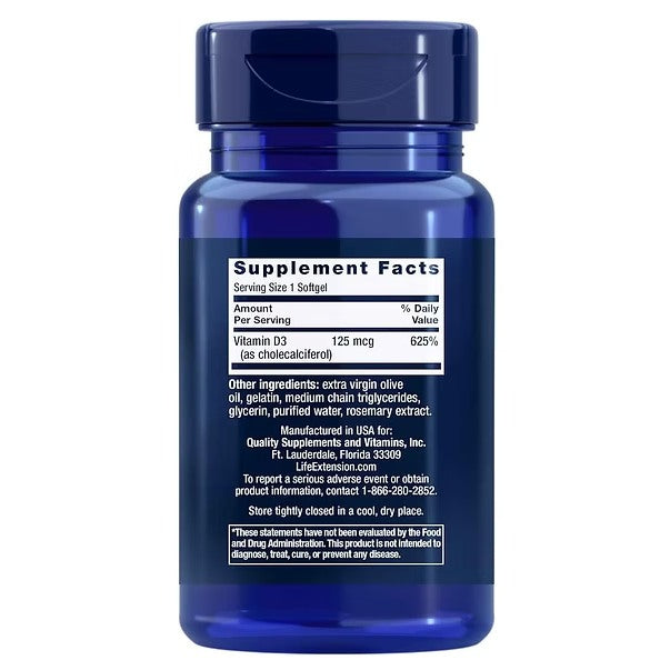 Life Extension Vitamin D3 – 5000 IU Per Capsule, 60 Capsules