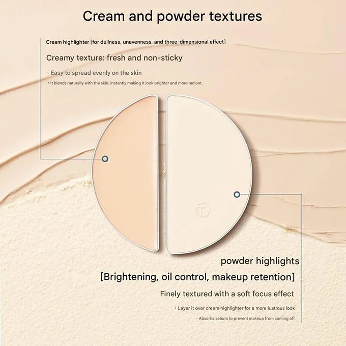 TIMAGE 2-in-1 Highlight Powder & Cream – Pink Beige (5 g)