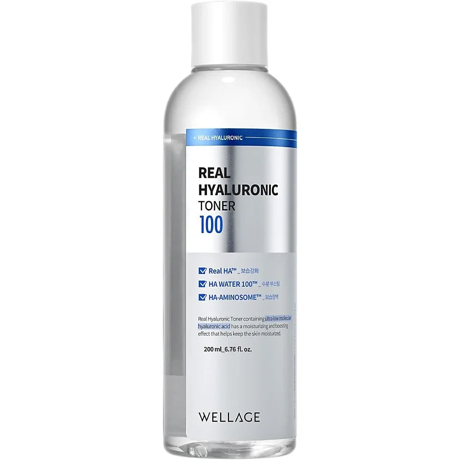 WELLAGE Real Hyaluronic Toner is a hydrating facial toner designed as the first step after cleansing.