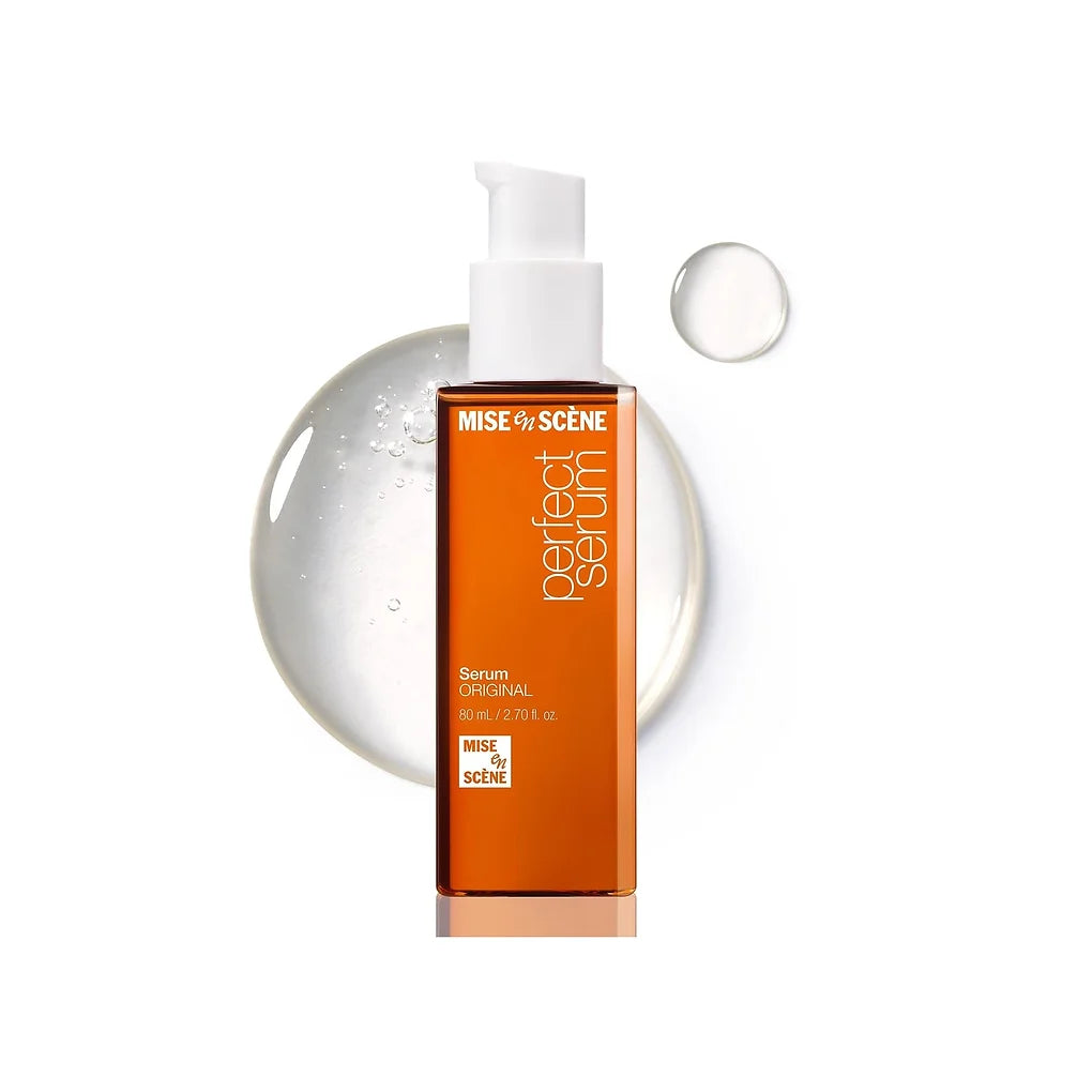 Mise en Scène Perfect Serum Original Hair Oil is a best-selling Korean hair serum designed to repair and protect damaged hair in just one step. 