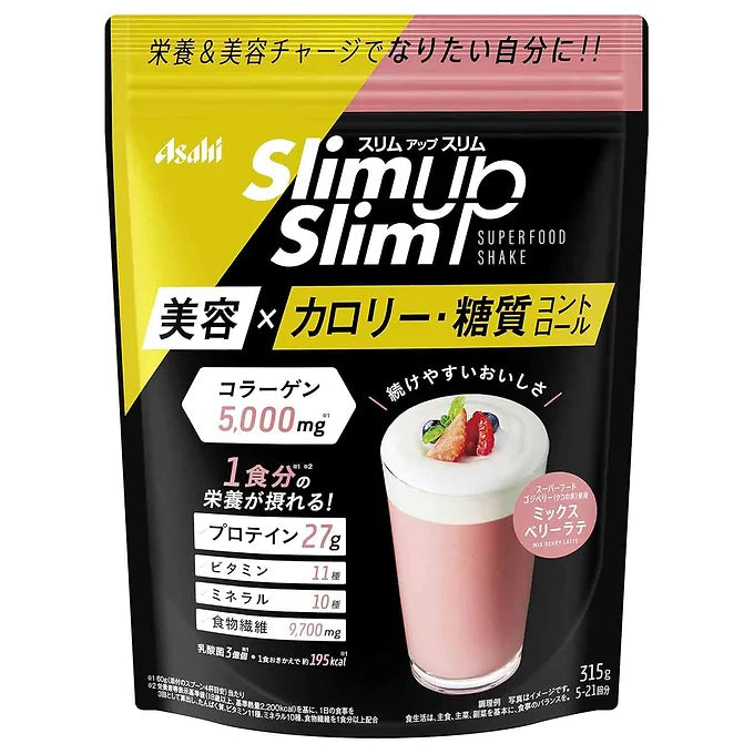 Asahi Slim Up Protein Shake Mix berry Latte with Collagen, 360 g