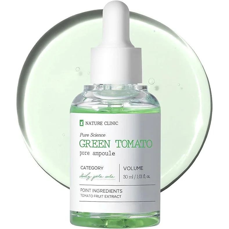 TOSOWOONG Green Tomato Pore Ampoule is a lightweight, fragrance-free serum designed to help refine pores, balance sebum, and maintain healthy-looking skin.
