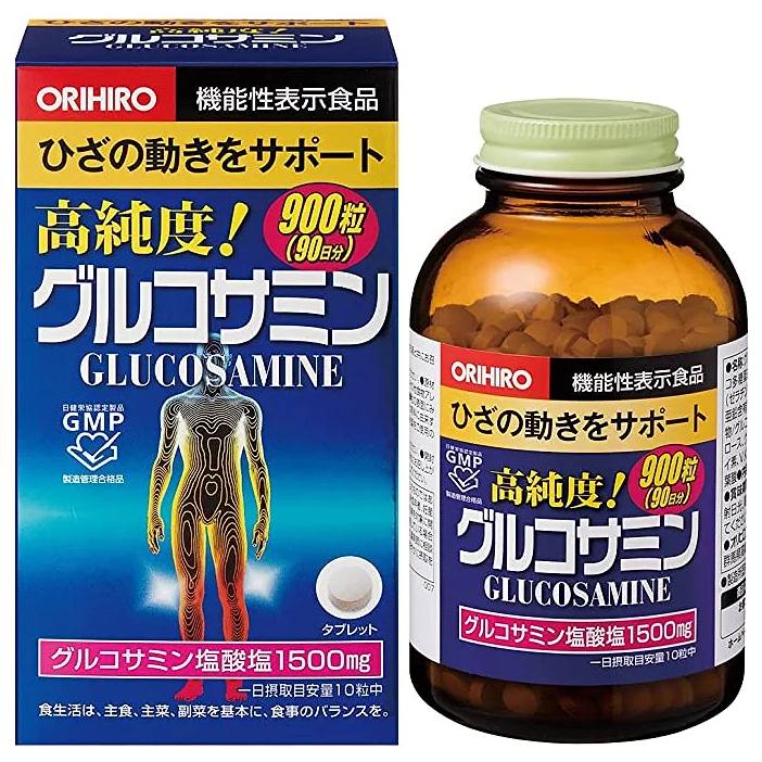 ORIHIRO Glucosamine + Chondroitin + Hyaluronic Acid + Collagen contains 900 pieces.