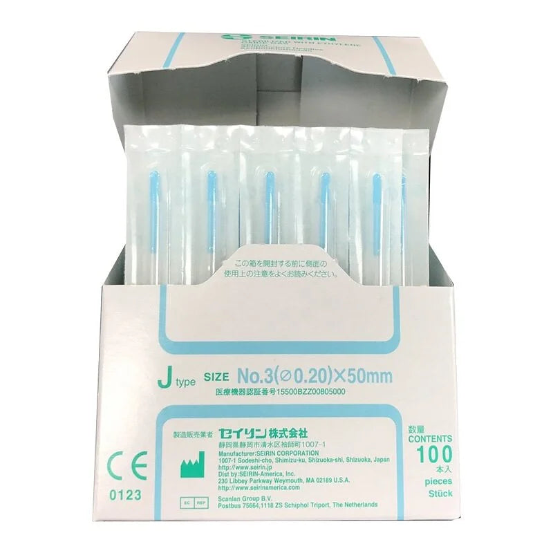 Seirin Acupuncture Needles J Type SJ-217 – 0.20 mm × 50 mm (Sky Blue) – 100