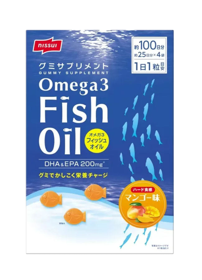 Nissui Omega-3 Fish Oil Gummies (DHA & EPA 200mg) – Mango Flavor, 100 Gummies