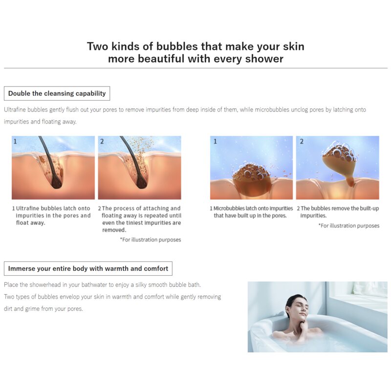 ReFa FINE BUBBLE PURE – Microbubble Shower Head (White / Black)
