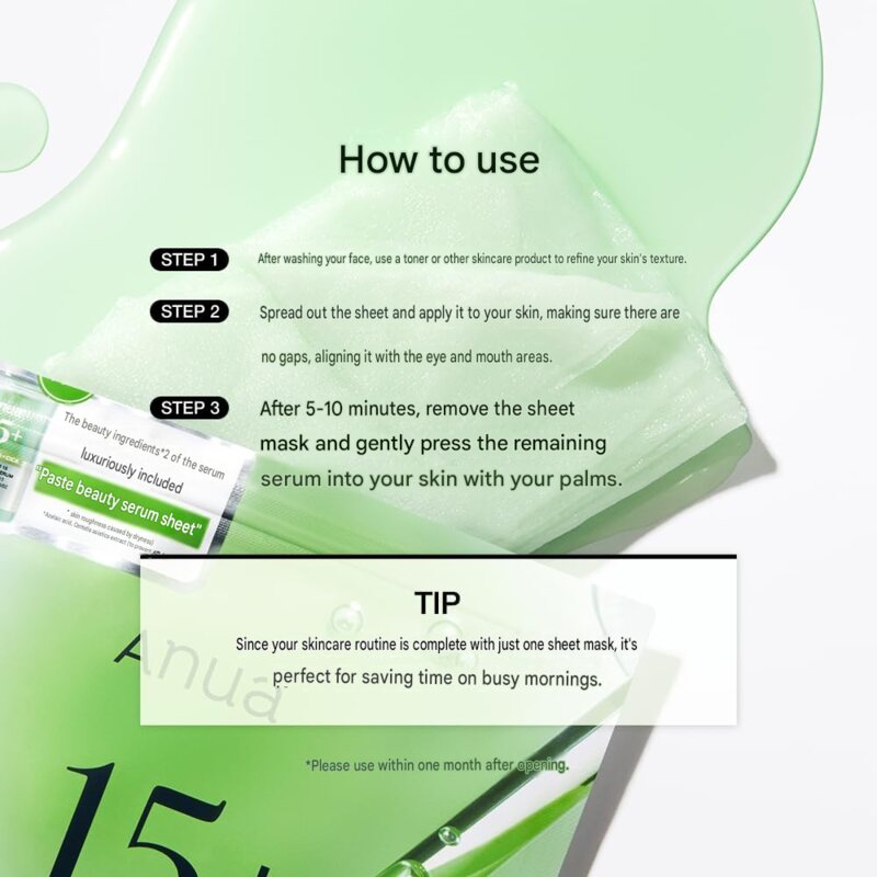 ANUA Azelaic Acid 15 Intense Calming Serum Mask Pack 7 Sheets