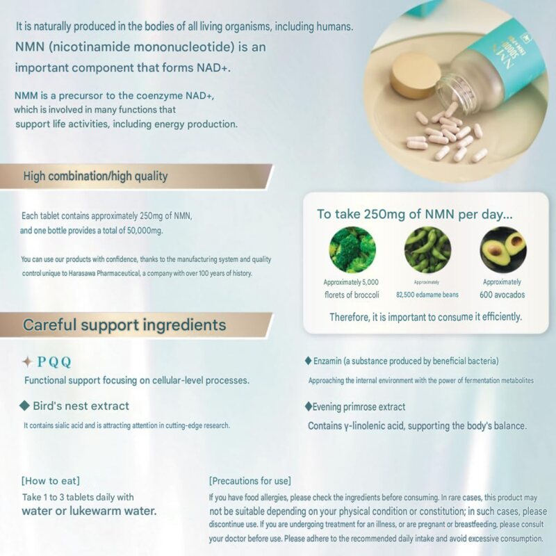 Harasawa Pharmaceutical Prestige NMN 50,000+ 200 Tablets