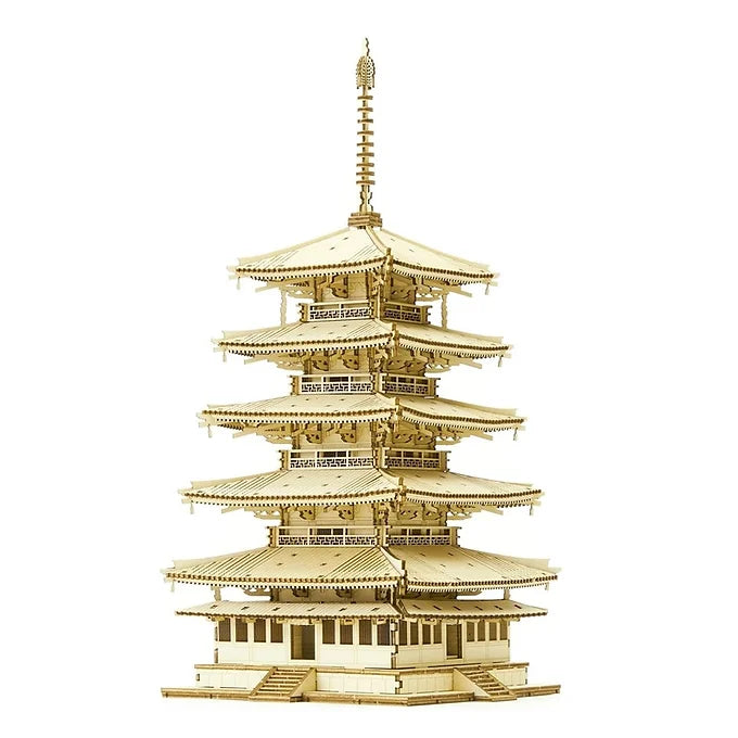 ki-gu-mi Five-Storied Pagoda – Wooden 3D Puzzle DIY Craft Kit