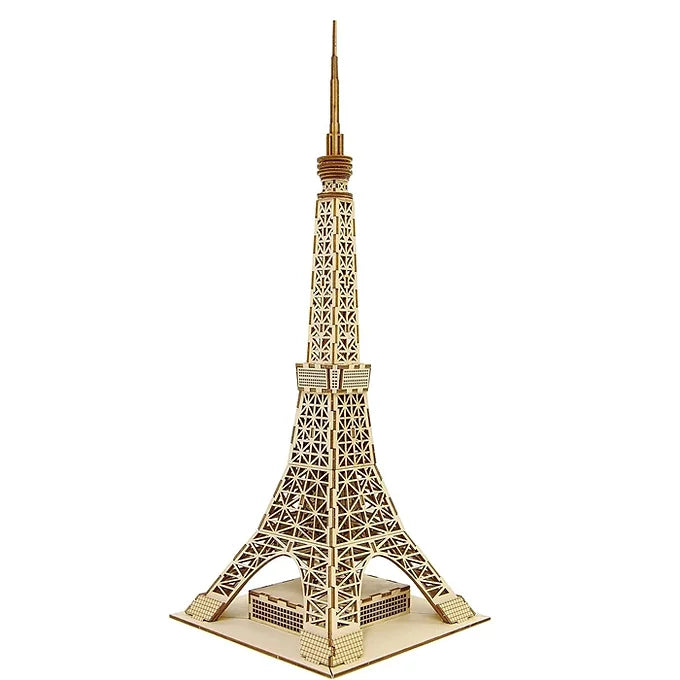 ki-gu-mi Tokyo Tower Wooden 3D Puzzle – DIY Craft Kit for Kids and Adults