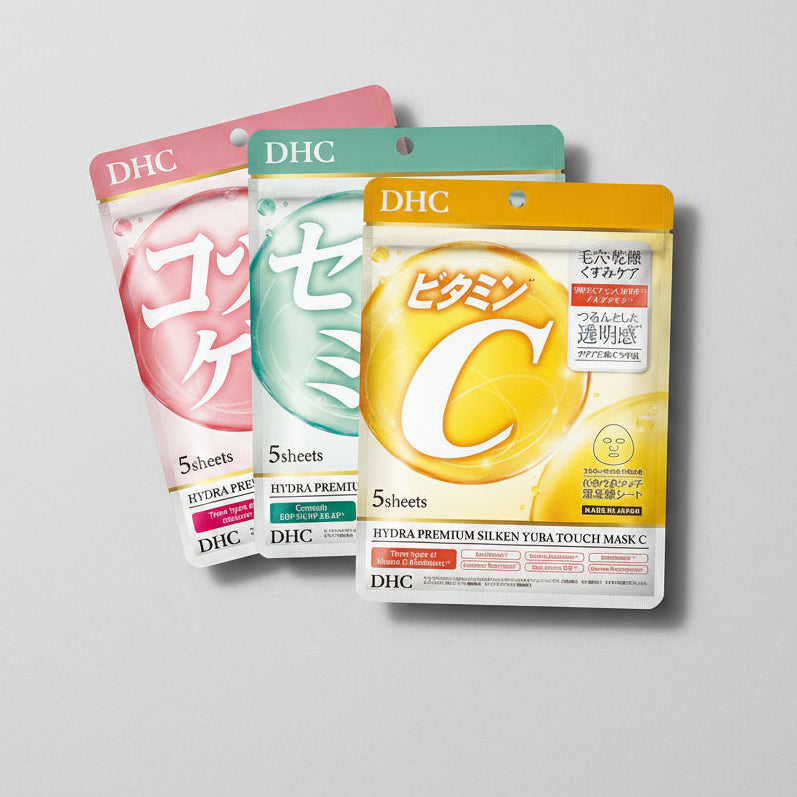 DHC Hydra Premium Silken Yuba Touch Mask Set (3 Types) – 15 Sheets